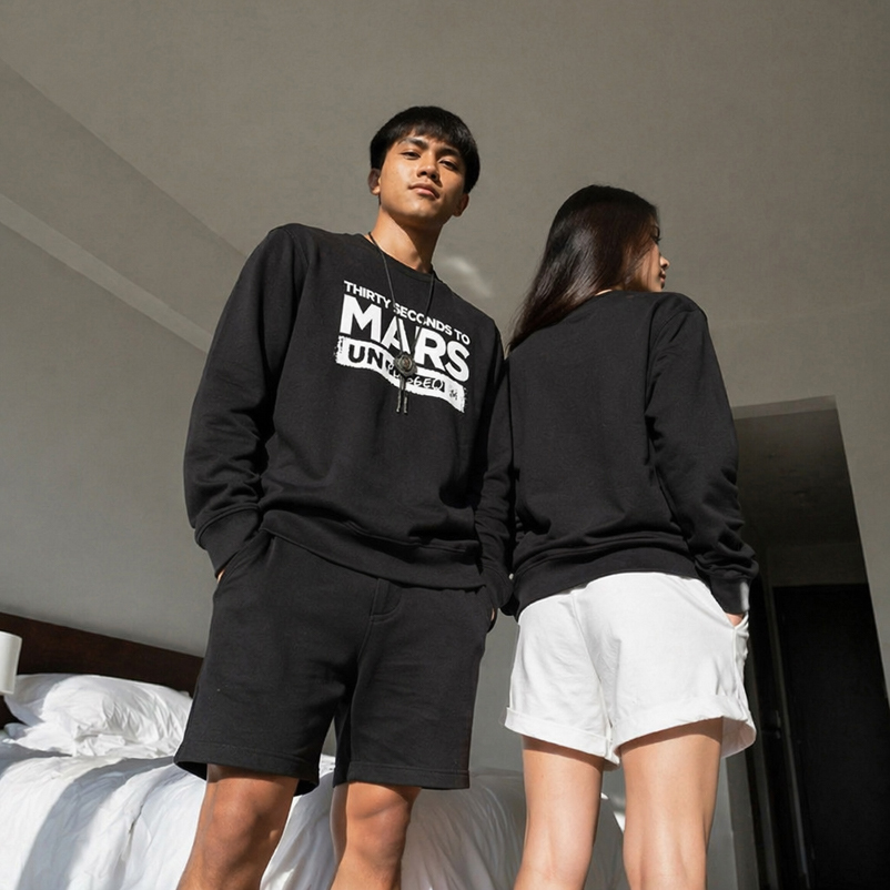 Sweater Thirty Seconds To Mars MTV Unplugged Crewneck Sweatshirt Bahan Cotton Fleece | Unisex Casual