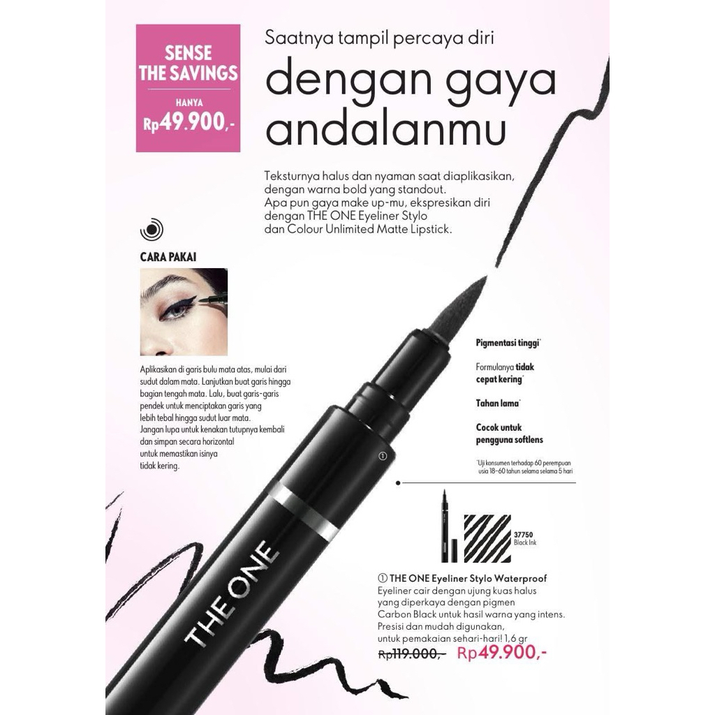 The one eyeliner Stylo waterproof oriflame diskon 60%