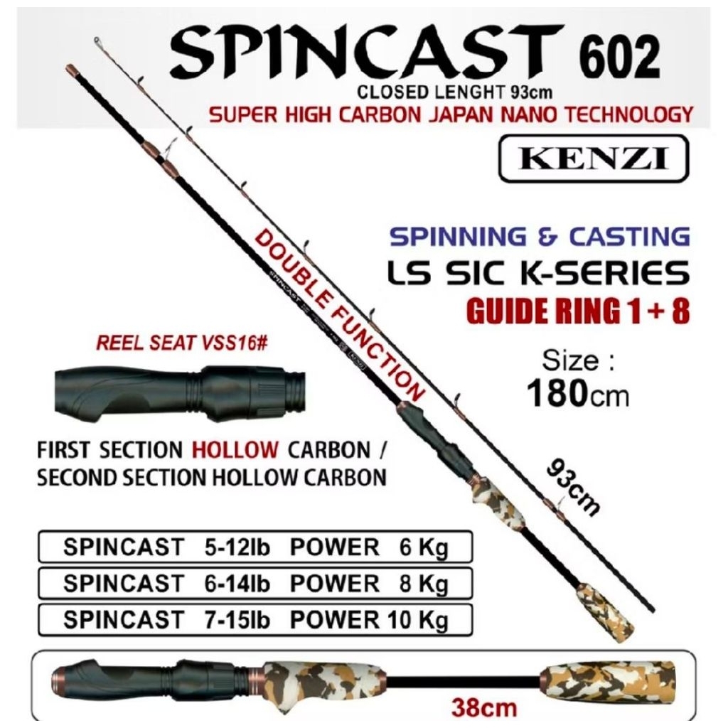 Joran Kenzi Spincast 602 Spining 5-12lbs dan 6-14lbs