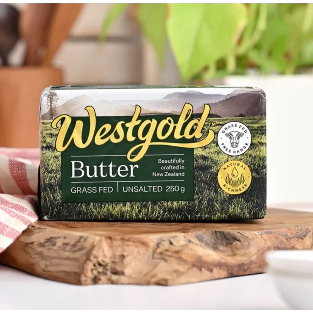 Westgold Butter 250gr Grassfed Unsalted / Westgold Unsalted Butter 250 gr Butter Tawar