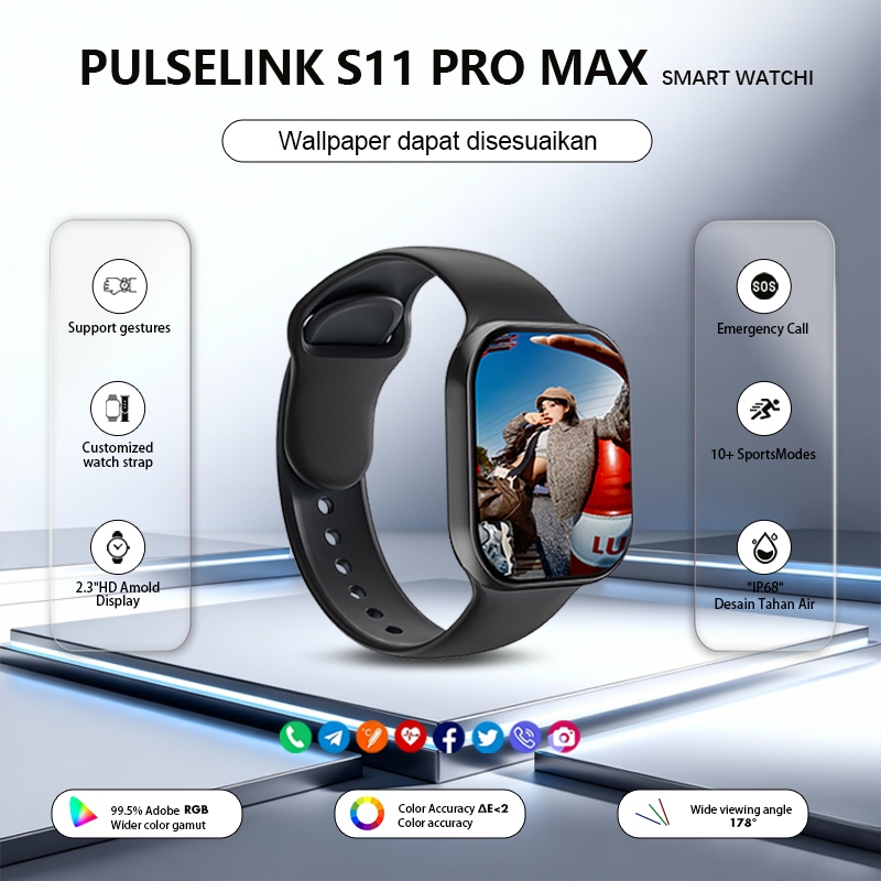 Smartwatch S11 Amoled Screen 1.9 Dynamic Island IP68 Jam Tangan Pintar Bluetooth Sport Mode by uTech