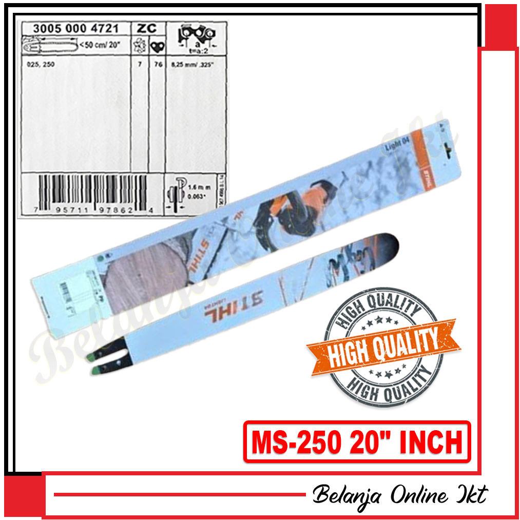 STIHL BAR Chain Saw 20" Inch MS 250 LASER GUIDE BAR Chainsaw Potong Kayu MS-250 MS250 20" in 20 in L
