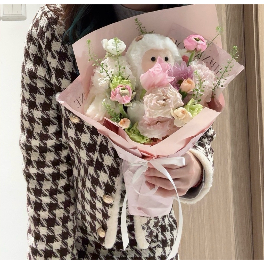 boneka domba kecil putih lucu miniso