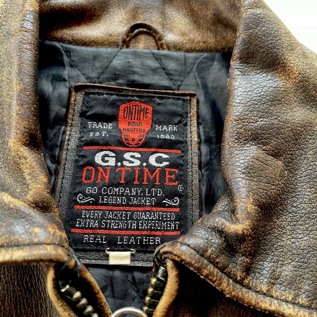 GSC On Time Vintage Classic Distressed Brown Boxi Crops Leather Biker Jacket X Jaket Kulit Kerah Dau
