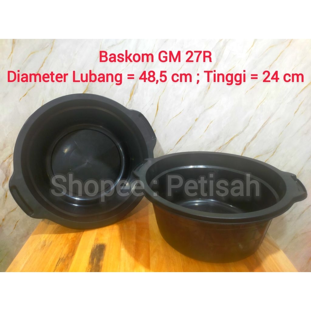 Baskom Cor Kuping 27R Hitam GM / Baskom Ember Kuping Anti Pecah / Baskom Cuci Piring / Baskom Plasti