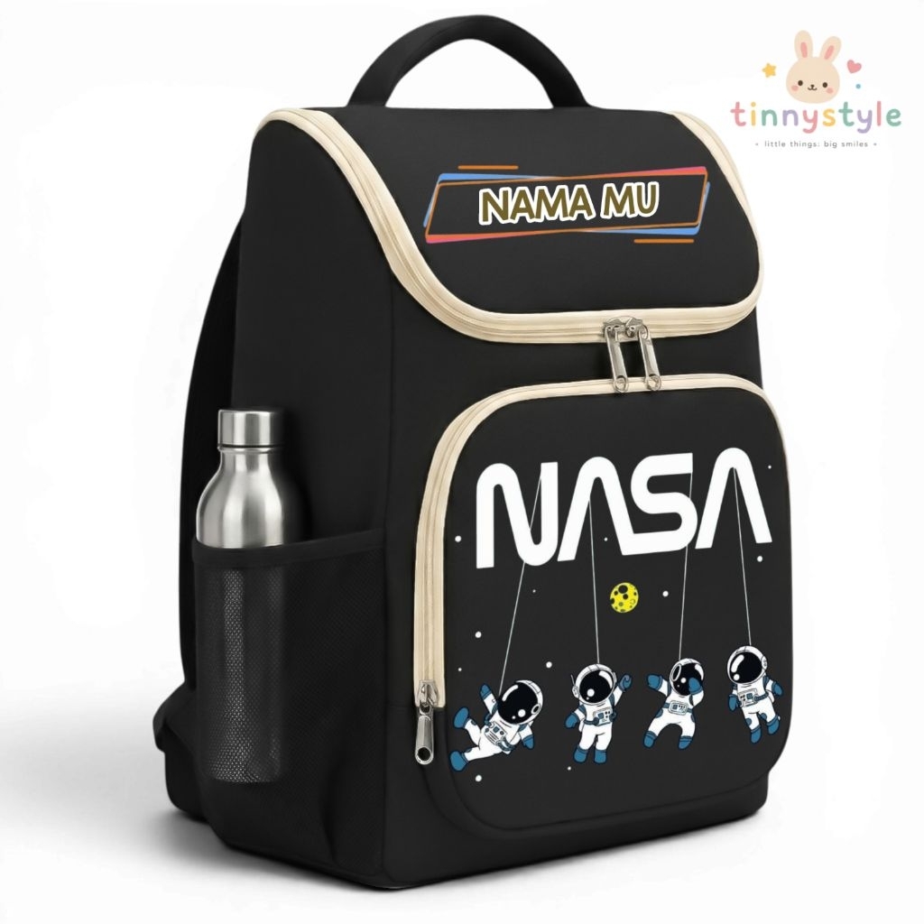 Tas Ransel Anak TK/SD Custom Nama Gratis,Tas Sekolah Anak Astronot Nasa Backpack Lucu Premium