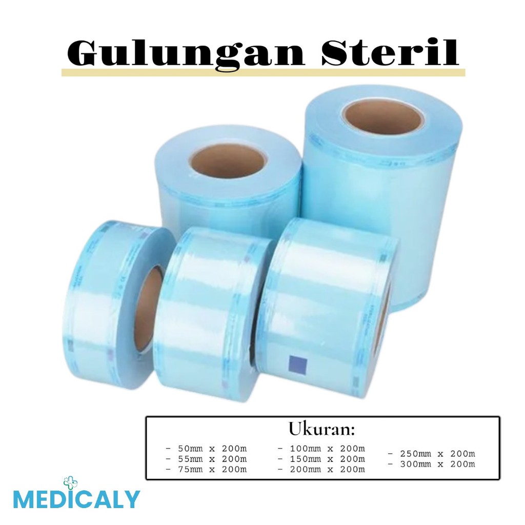 gulung sterilisas/Autoklaf gulungan steril/Kantong steril etilen oksida/Lebar50mm-300mm