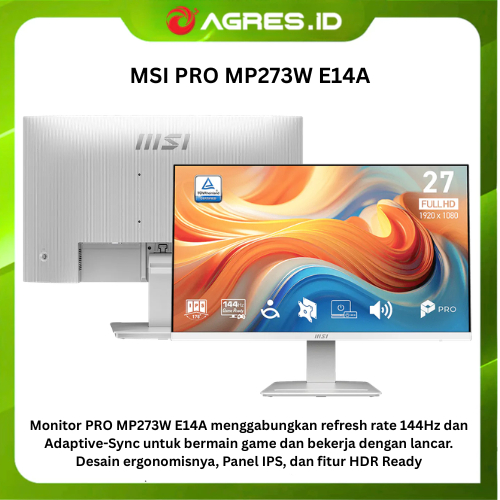 MSI MONITOR 27 INCH PRO MP273W E14A IPS FHD 1080P 1MS 144Hz HDR READY