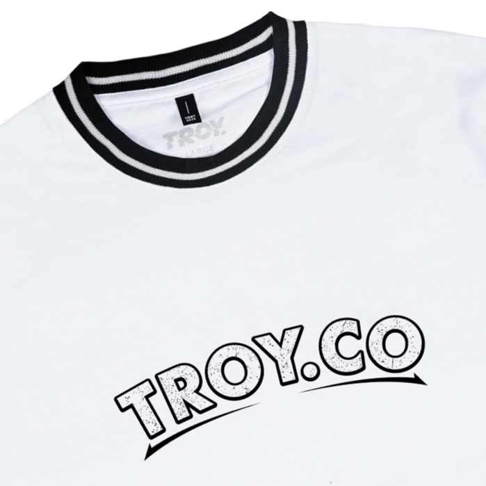 Troy Company Striped Rib Tshirt White Petra Noir - Kaos Pria Lengan Pendek Putih KST 3038-2B1W