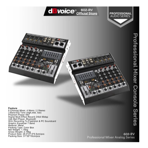 dBvoice 602-RV Audio Mixer 6 Channel