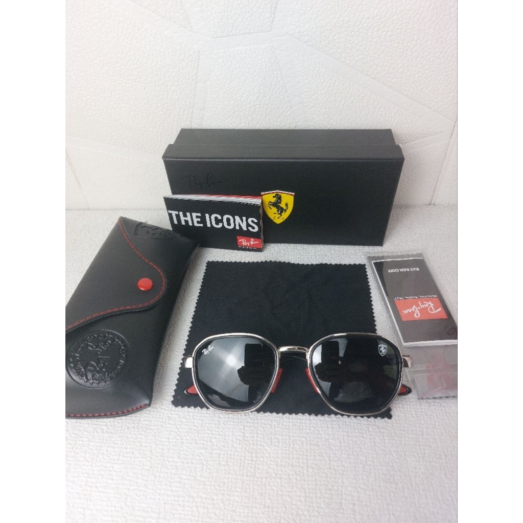 Kacamata Ray-Ban Ferrari RB3674M Silver Black