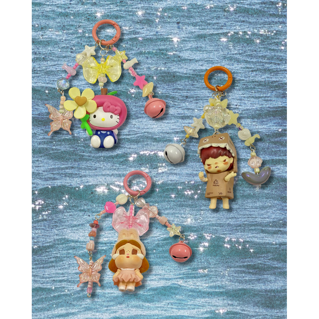 Keychain hello kitty, keychain crybaby, keychain hirono, limited stock