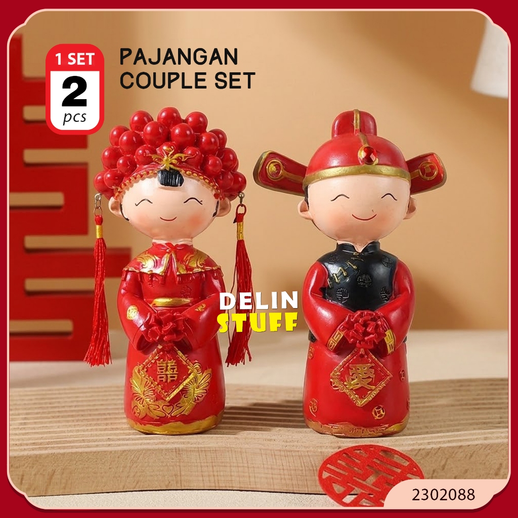 Patung Pajangan Couple Chinese Wedding Pajangan Couple Sangjit Set Dekorasi Sangjit (2302088)