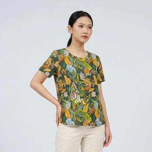 Lilyfashionidn Blouse Katun Linen Motif Premium - 4352/36