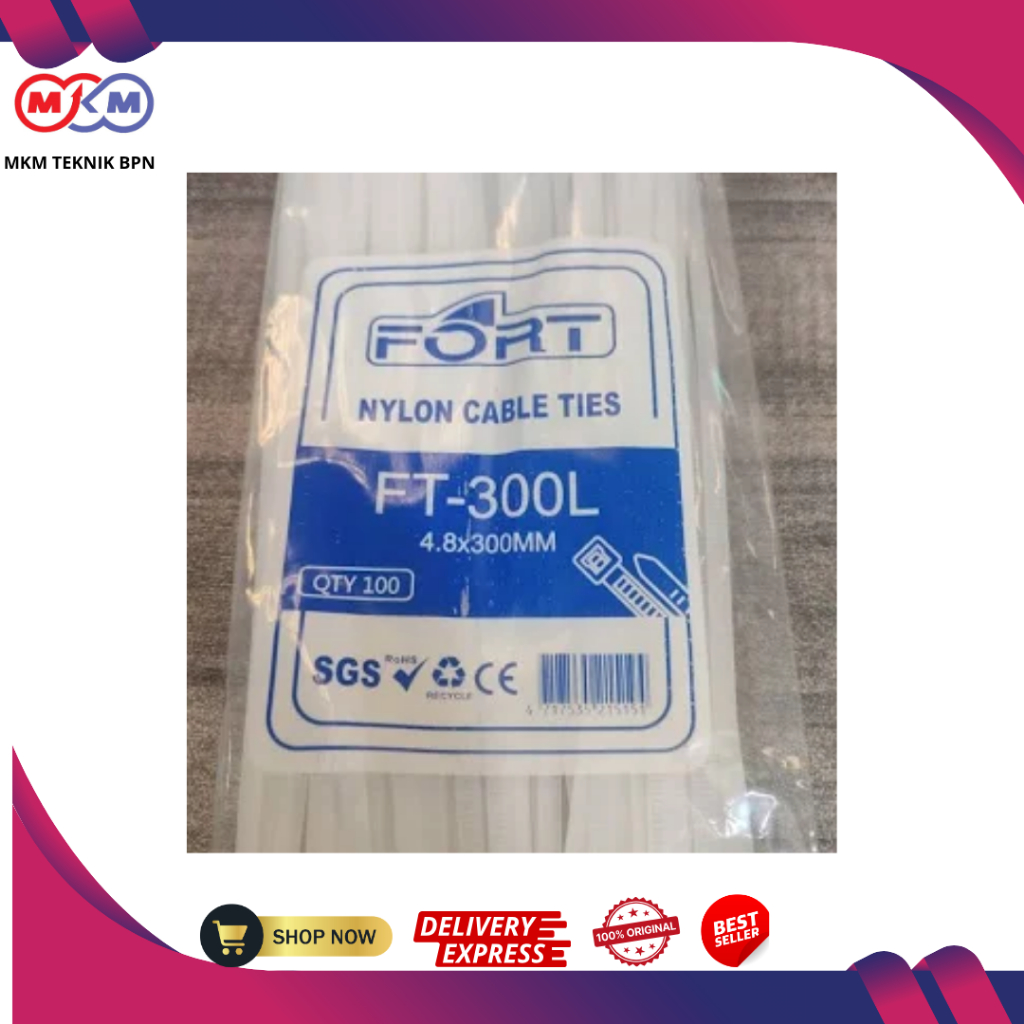 Fort Cable Ties 300x4.8 Putih CV300L