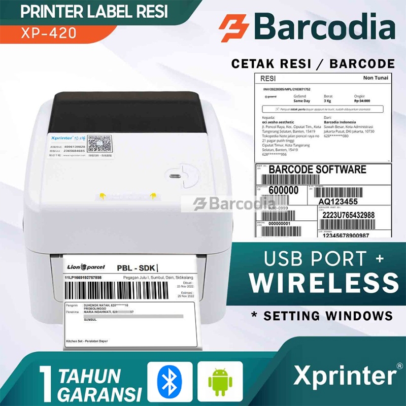 BARCODIA Printer Barcode Bluetooth Xprinter XP 420BT WHITE