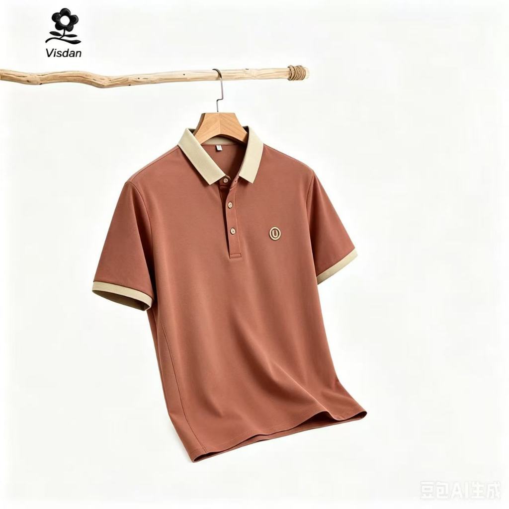 Visdan  Kaos Kerah  Shirt Lengan Pendek V Neck Polo Shirt kaos polos kancing Atasan Pria Lengan Pend