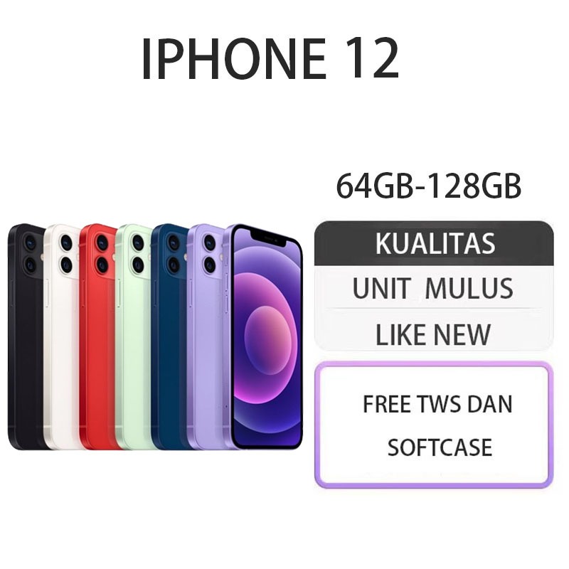HP APPLE IPHONE 12 64GB 128GB WIFI ONLY SECOND ORIGINAL FULLSET GARANSI 1 BULAN MULUS 90%-95%