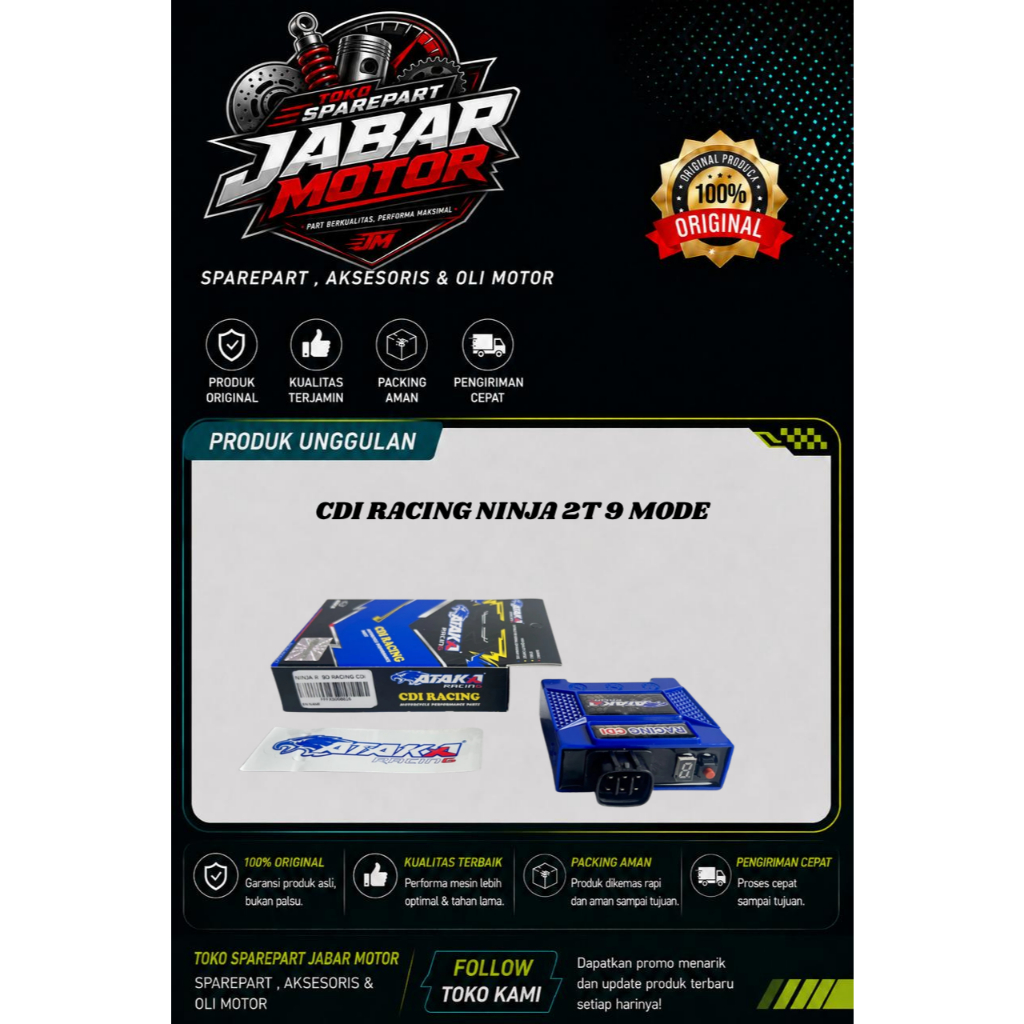 CDI RACING NINJA 2T 9 MODE DC CDI RACING NINJA R RR SS 9 MODE DC MERK ATAKA RACING...