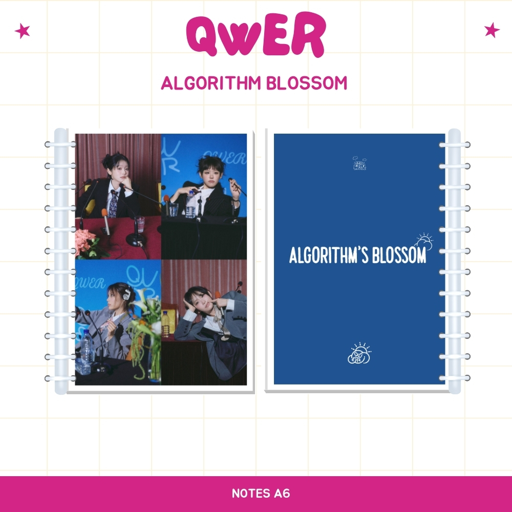 A6 NOTES QWER ALGORITHM BLOSSOM BUKU NOTE NOTEBOOK KPOP IDOL UNOFFICIAL CHODAN HINA MAGENTA SIYEON