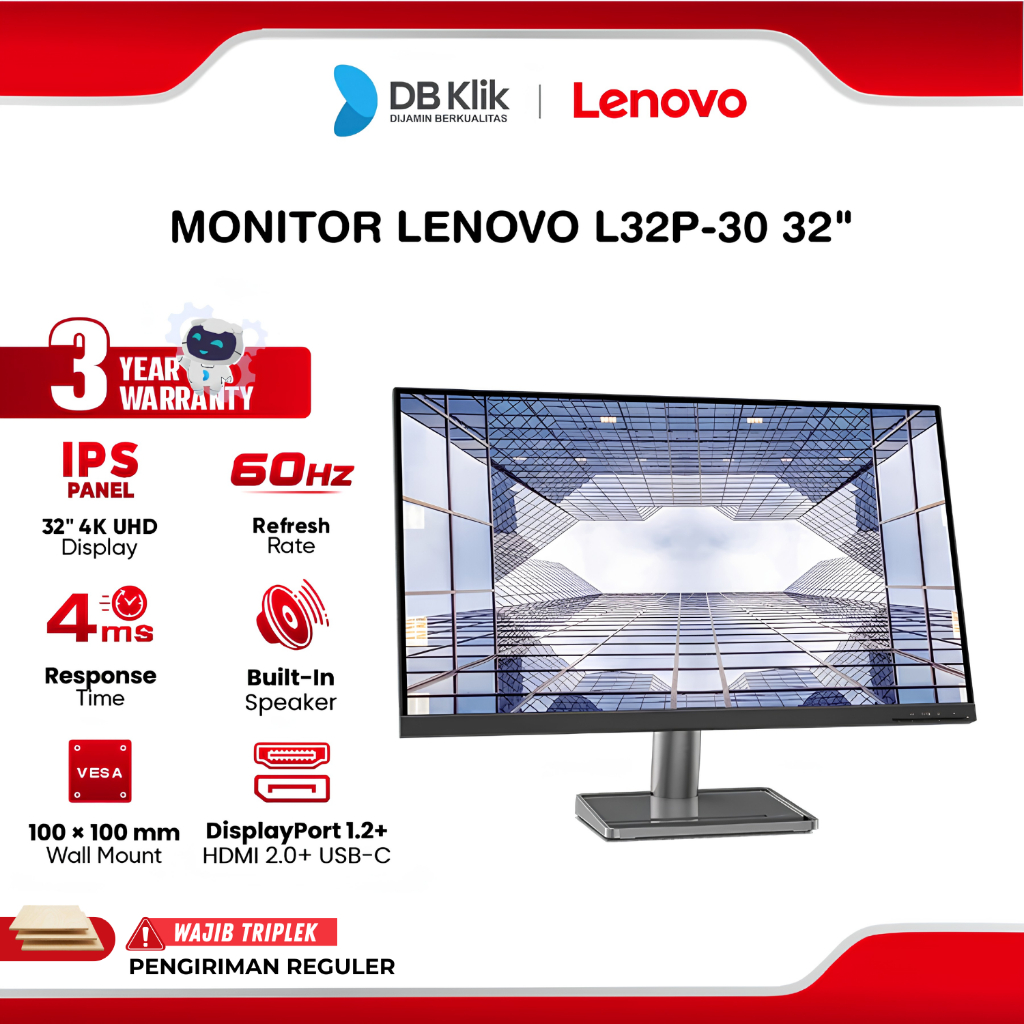Lenovo Led Monitor L32P-30 31.5" 60Hz 4K Uhd Hdmi Dp Usb C - L23P 30