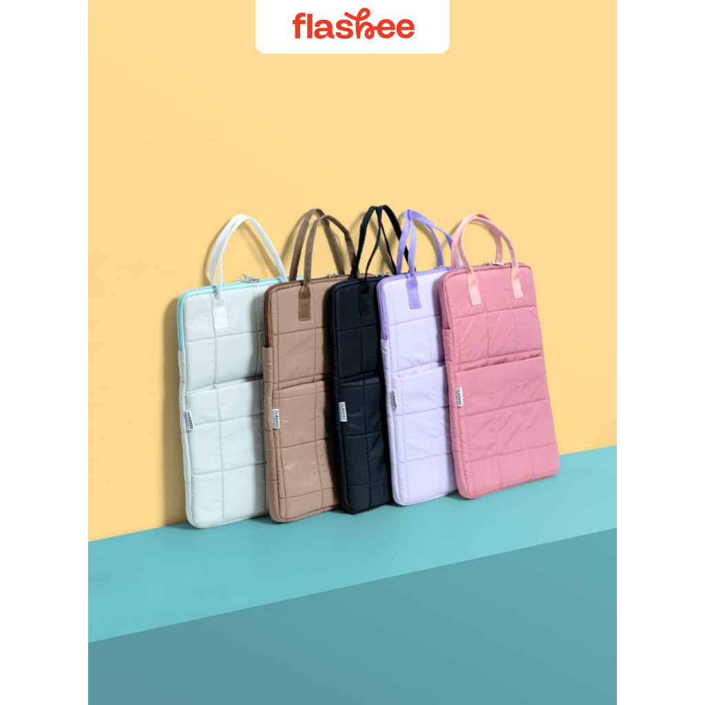 Flashee Tas Laptop 14 Inch Willow Puffy Pelindung Cover Sofcase With Handle Case Laptop Tebal