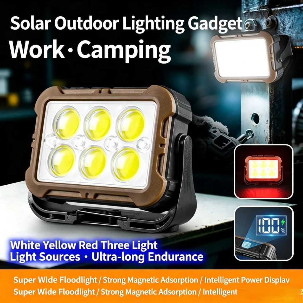 Lampu Tenaga Surya  LED Lampu Darurat Portable Solar Panel IP66 Waterproof Bisa Cas HP Outdo