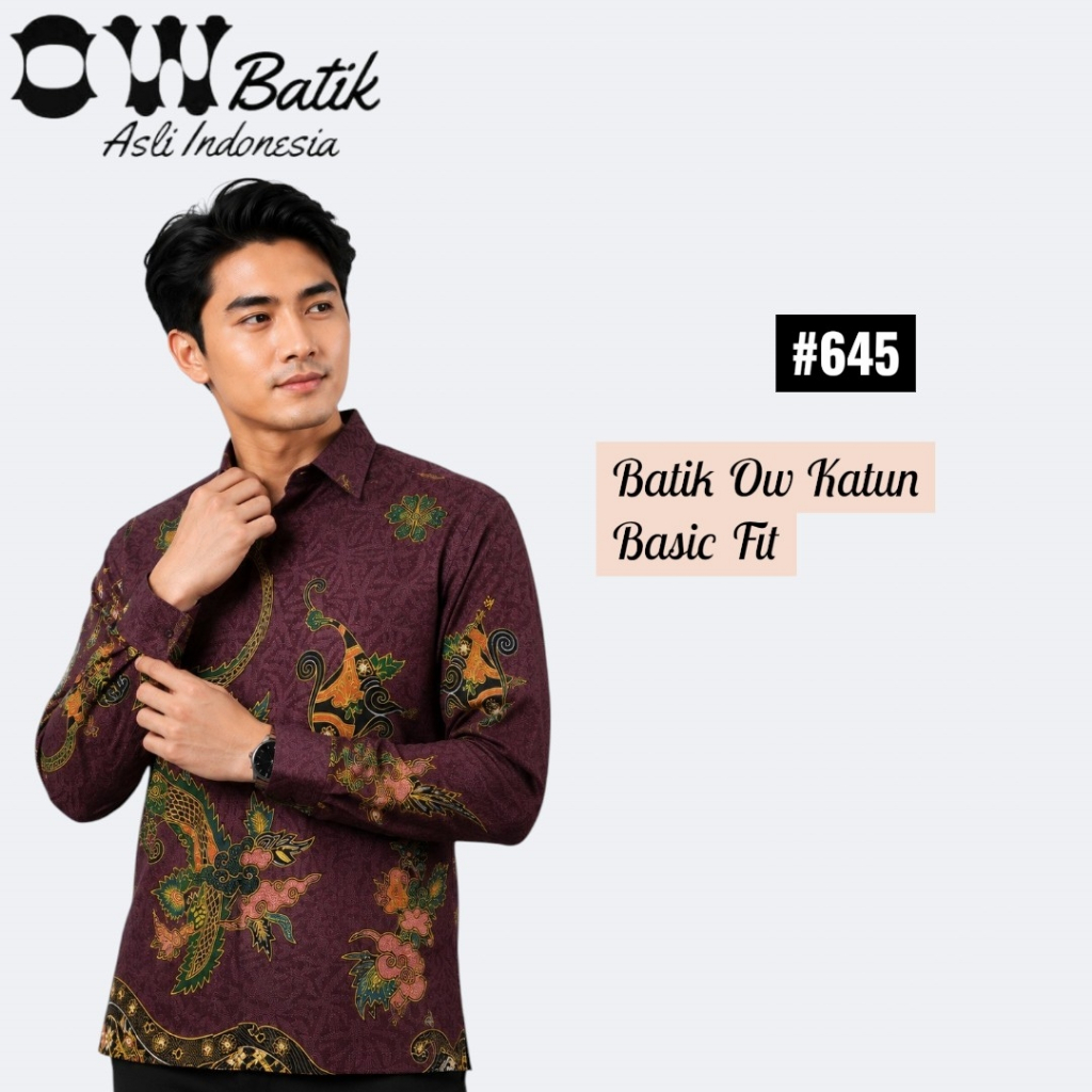 BATIK KATUN PRIA LENGAN PANJANG BASIC FIT - ADEM DAN NYAMAN - OW KATUN 645
