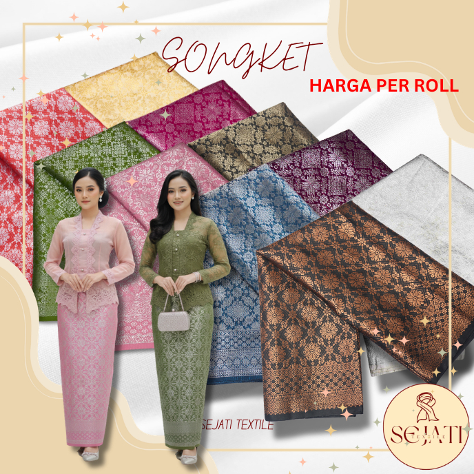 Kain Songket Palembang Melayu Tenun Meteran Eceran Murah Harga Per 1 Roll (ETA 2)
