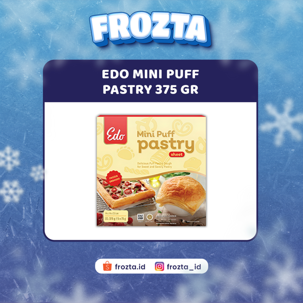 Frozen Edo Mini Puff Pastry Sheet 375gr | Kulit Pastry Frozen Renyah & Praktis untuk Croissant, Pie,