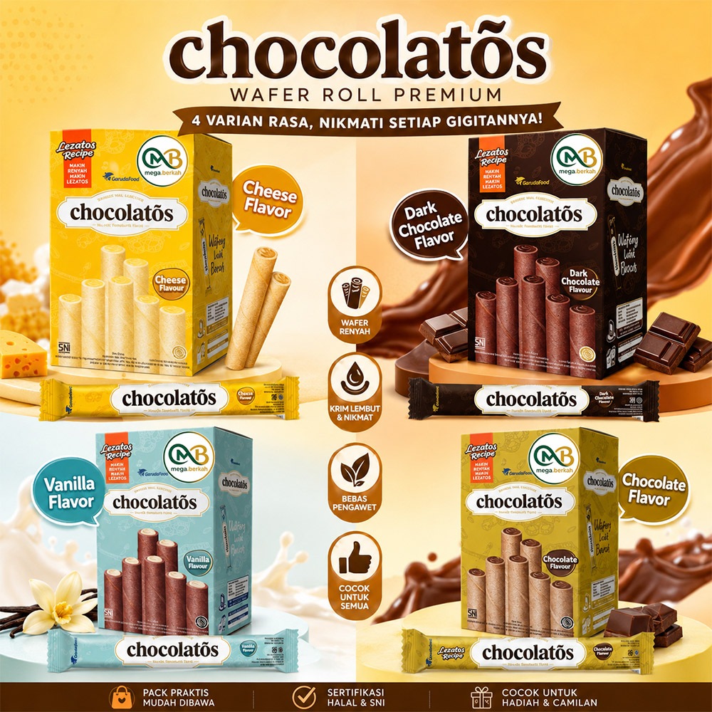 CHOCOLATOS WAFER ROLL LONG ISI 24 MURAH