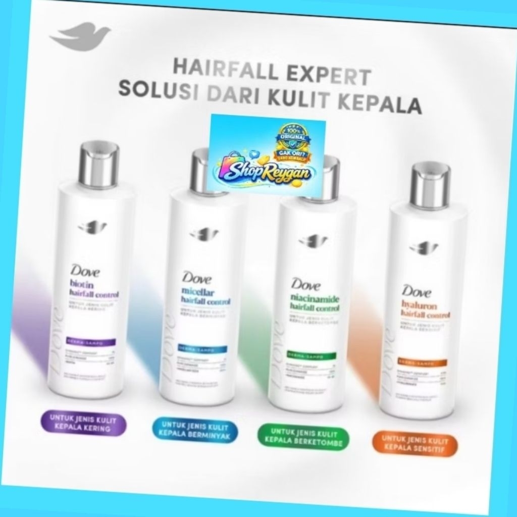 Dijamin original (gk ori uang kembali) Dove Shampoo Biotin Hairfall Control 400mLSampo Perawatan Ram