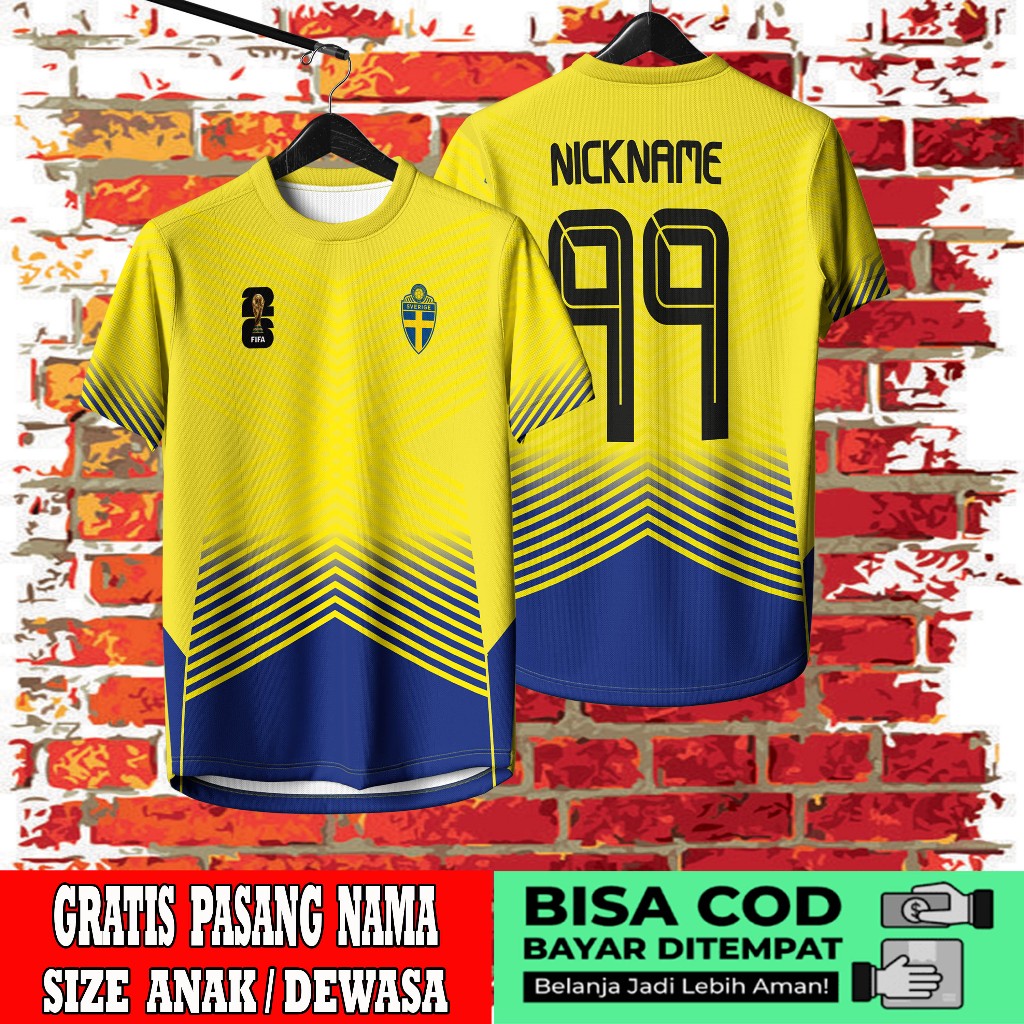 Jersey swedia Terbaru / Kaos Bola swedia / Baju Supporter swedia Pria Wanita