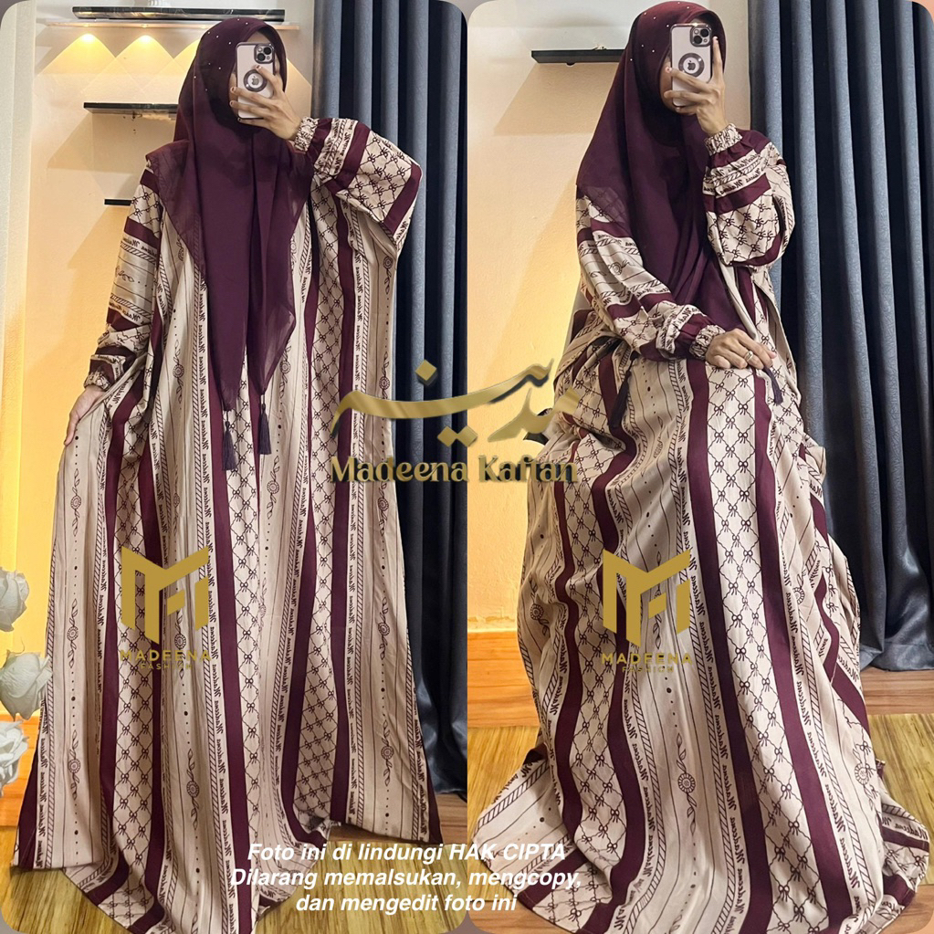 Kaftan Motif Arabella Bahan Rayon Adem Nyaman Gamis Abaya Wanita Muslim Busui Jumbo Terlaris Modis V