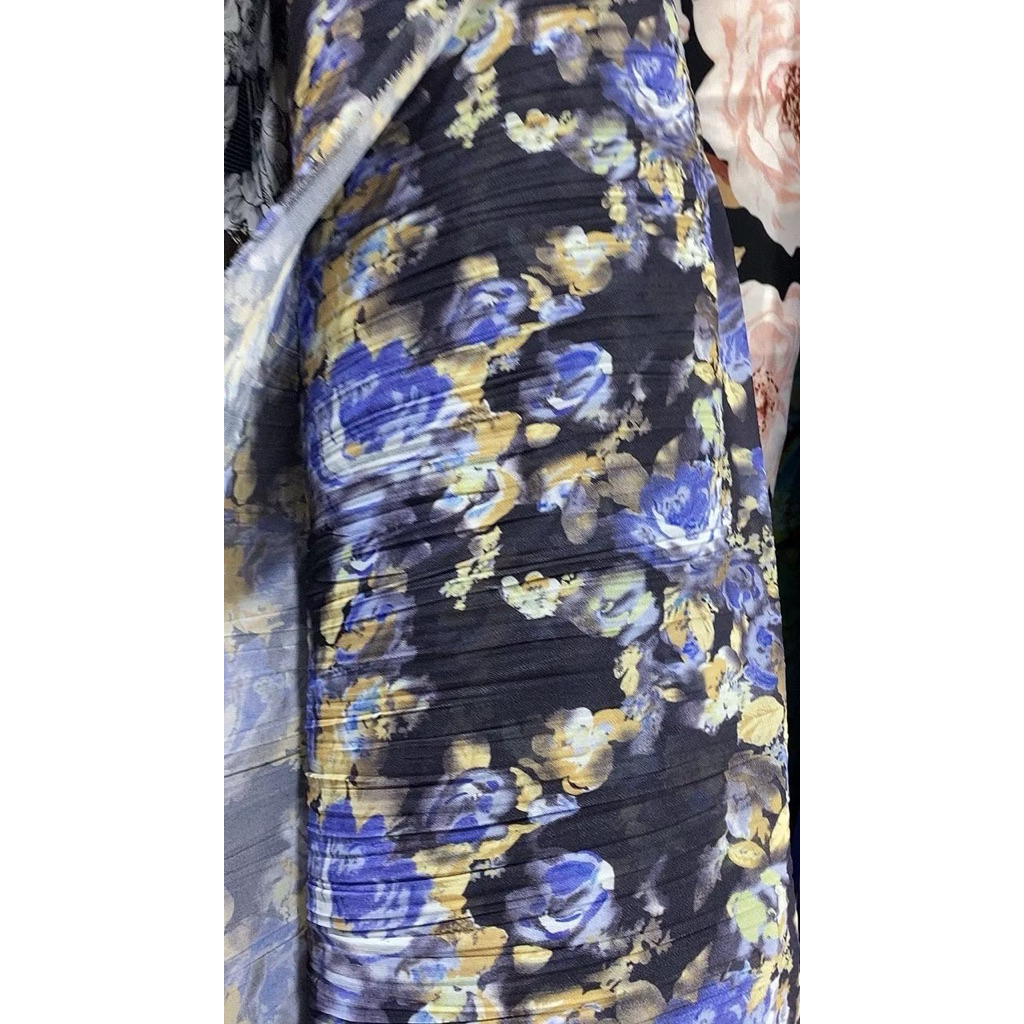 Kain Ceruty Plisket Motif Garment,Kain Ceruty Plisket motif Kembang meteran