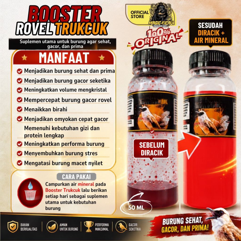 BOOSTER ROVEL TRUCUK JUARA ISI 50ml Suplemen nutrisi harian gacor dor