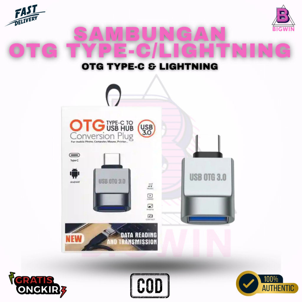 OTG TYPE-C DAN LIGHTNING USB 3.0 ADAPTER CONVERTER ANDROID TABLE PLUG & PLAY OTG IPHONE TO USB ORIGI