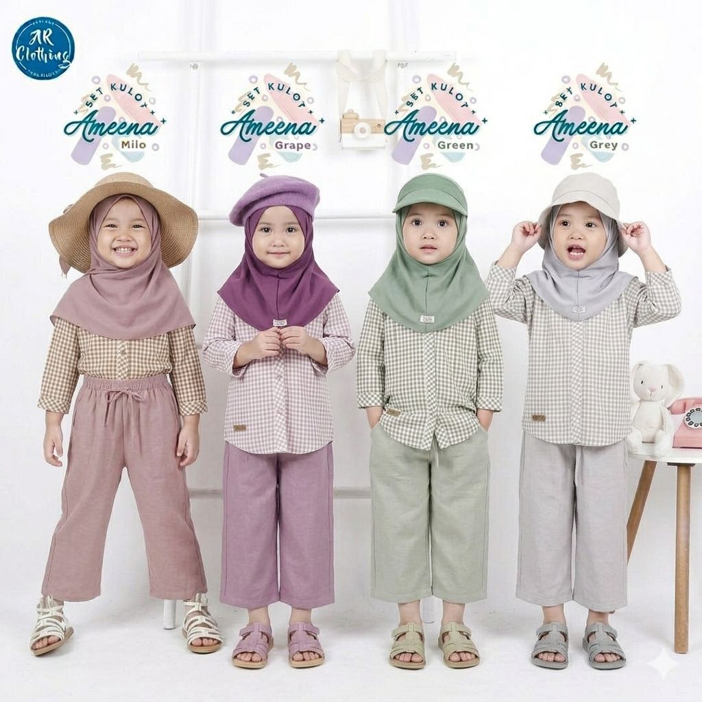 [ AMEENA SET KULOT ] By AR CLOTHING oneset kulot anak balita baju setelan anak kemeja dan kulot bali