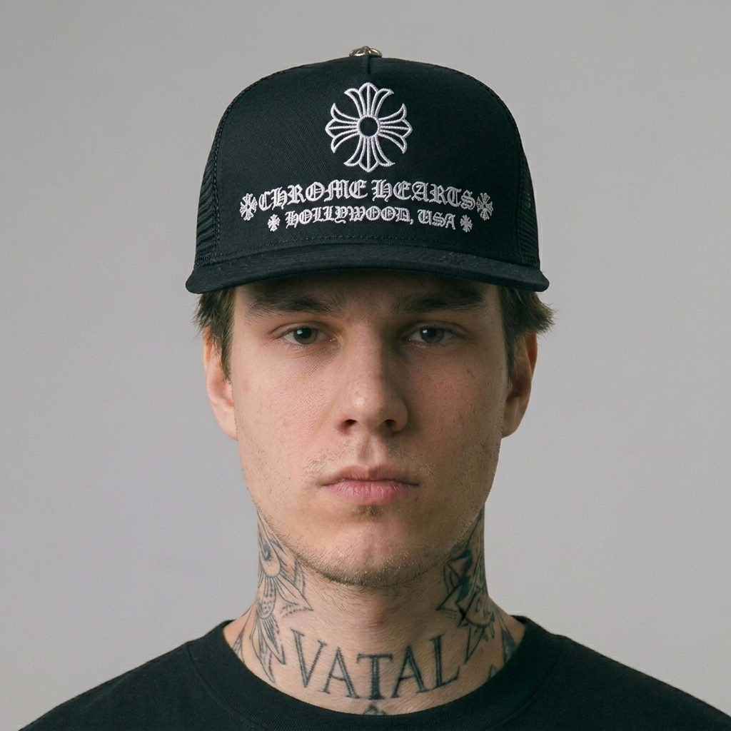 Chrome Hearts Caps Embos 3D Hat - Topi Trucker Pria Premium  | Topi Jaring Nyaman Dipakai Bordir