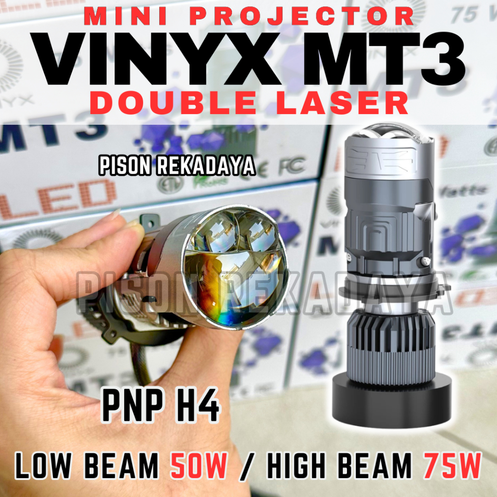 Mini Projector Biled VINYX MT3 H4 LED 75W VINYX MT 3 Laser Projie Headlamp Headlight Mobil Motor