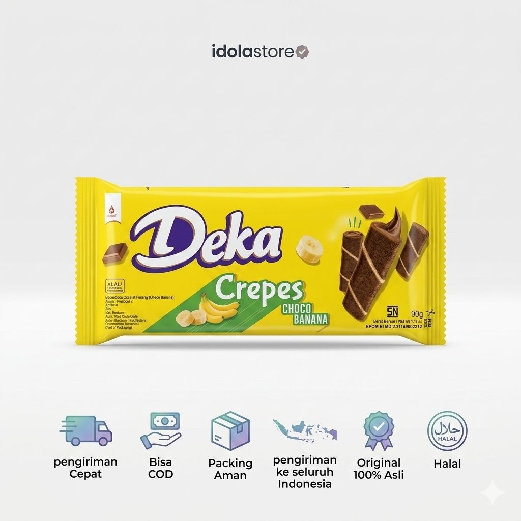 Deka Crepes Choco Banana 90g - Crepes Renyah Isi Cokelat Pisang Lumer