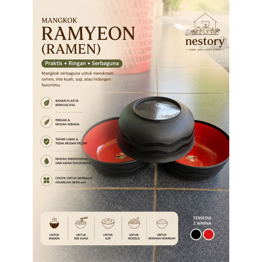 Mangkok Ramyeon Korea Jumbo | Korean Ramyeon Bowl untuk Ramen, Mie, Udon dan Sup
