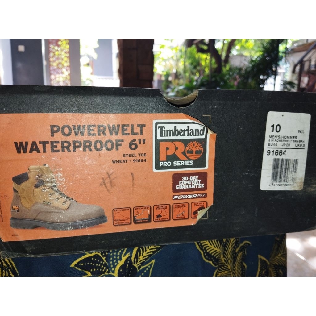 Sepatu kulit Timberland Pro Powerwelt size 44 tanpa sole