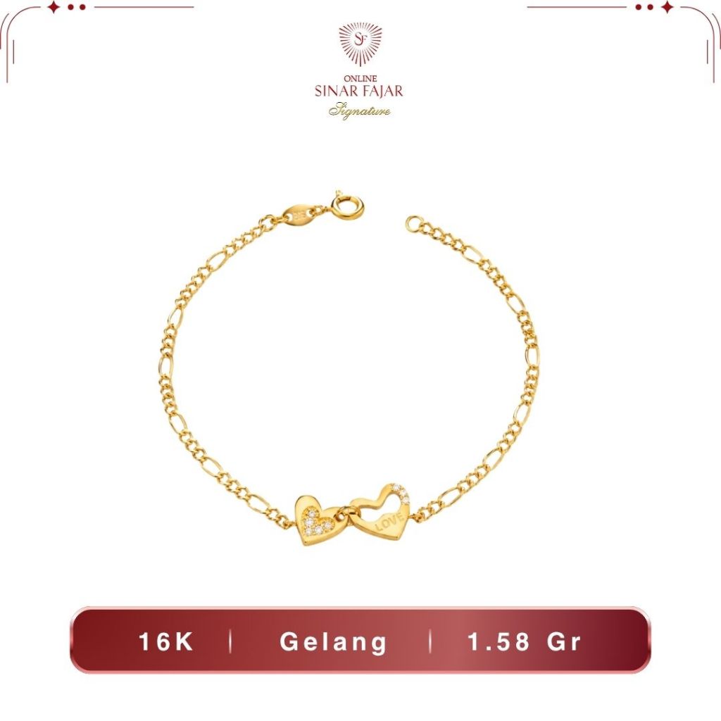Gelang Tangan Emas Fashion Wanita Model Love  16K/700 Terbaru Termurah Asli
