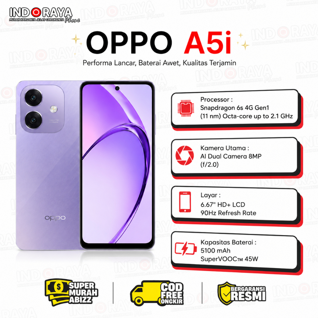 Promo Murah Handphone Oppo A5i Garansi Resmi