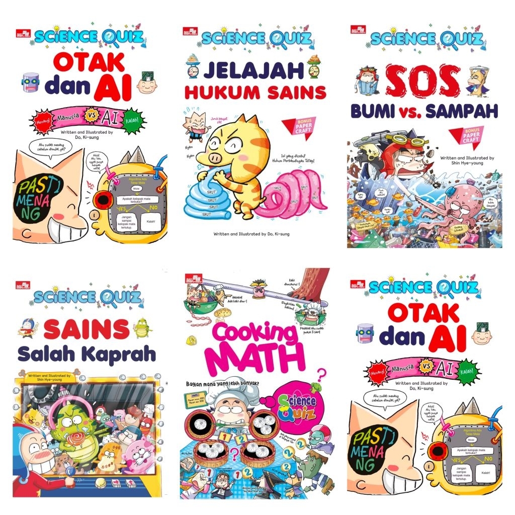 Buku Komik Pendidikan Science Quiz Otak dan AI Jelajah Hukum Sains SOS Bumi Vs Sampah Sains Salah Ka