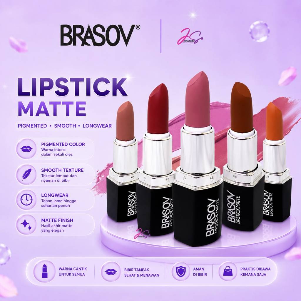BRASOV Lipstick Matte 3.8 g - Lipstik Putar | Lipstik Mate