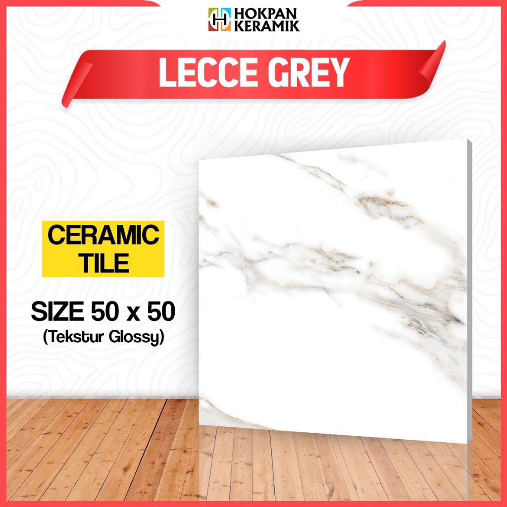 Keramik Lantai Motif Lecce Grey 50x50 Glossy - Hokpan Keramik
