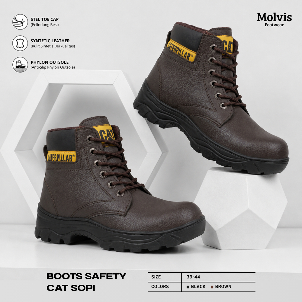 Sepatu Safety Pria Ujung Besi Anti Slip Boots Shoes Work Kitchen Proyek Lapangan Kulit Sintetis