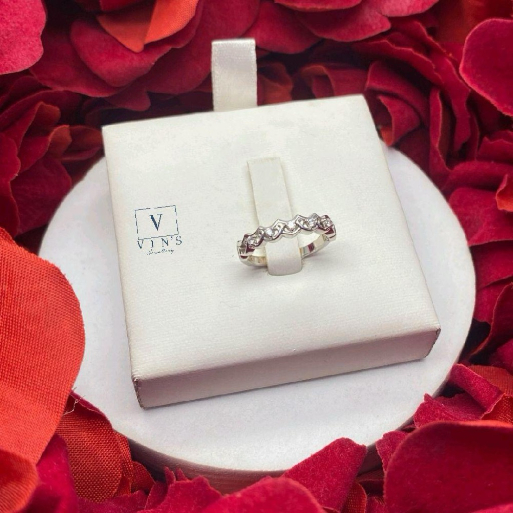 Cincin emas putih berlian model listring